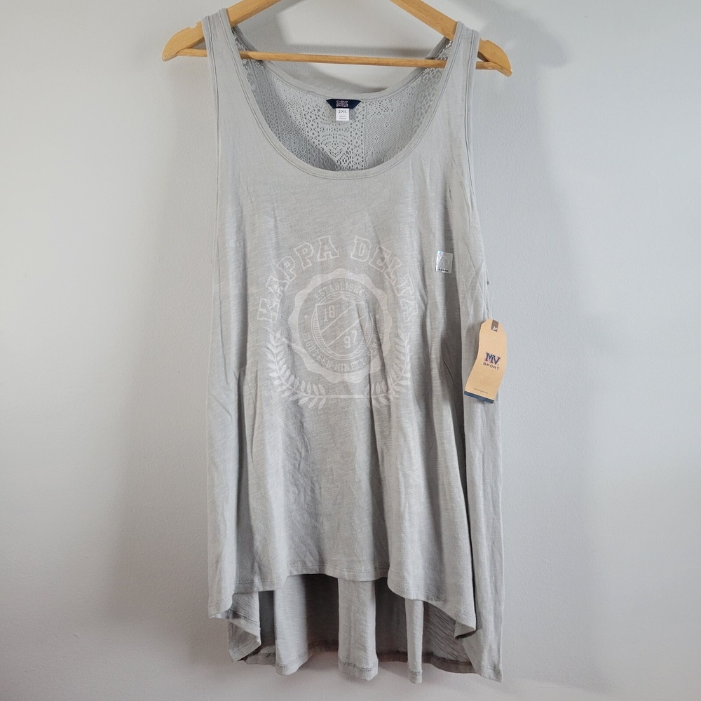 MV Sport Women's 2XL Kappa Delta Grey Lace Back Tank Top College Sorority Greek - Picture 5 of 6